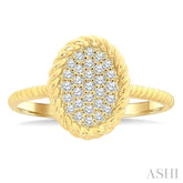 1/5 Ctw Oval Shape Rope Accent Round Cut Diamond Fashion Ring in 10K Yellow Gold